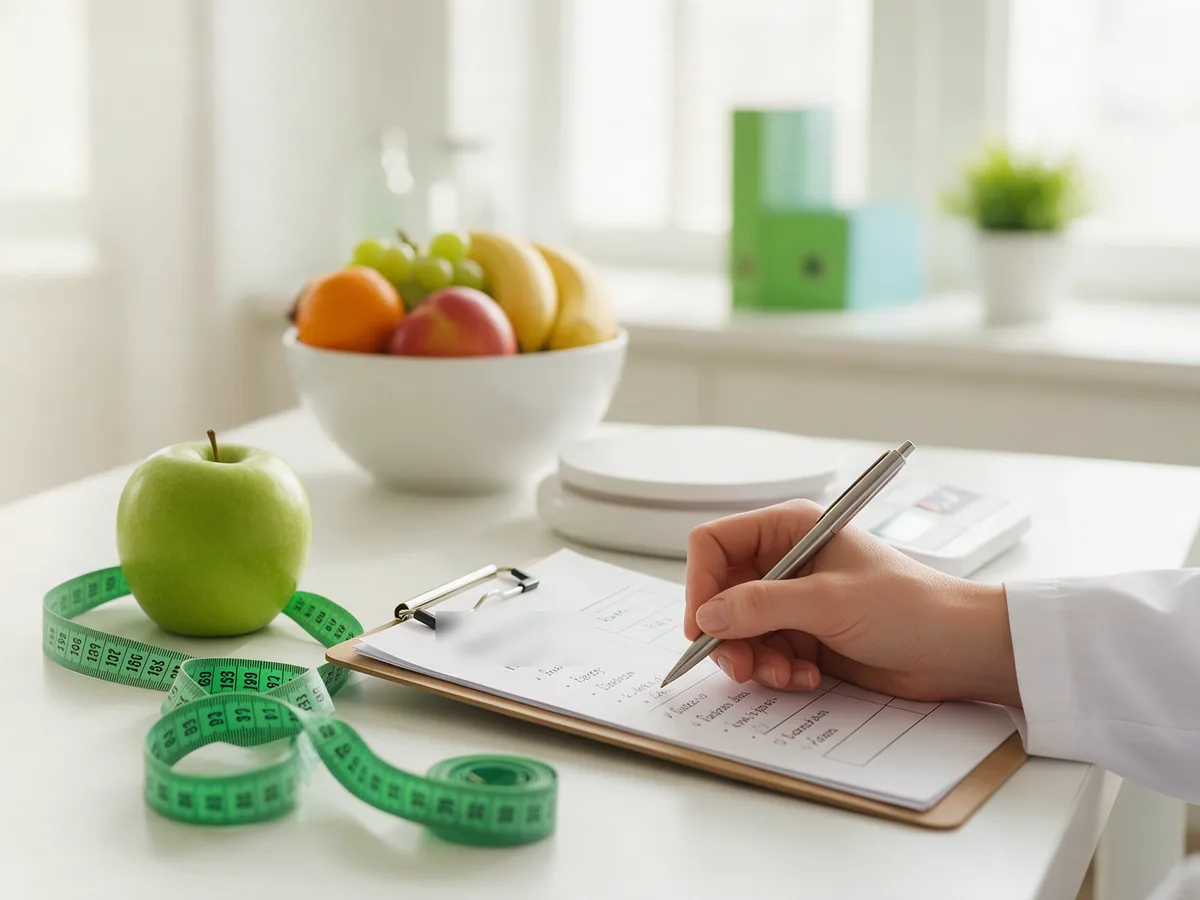 Nutrióloga elaborando un plan de alimentación personalizado